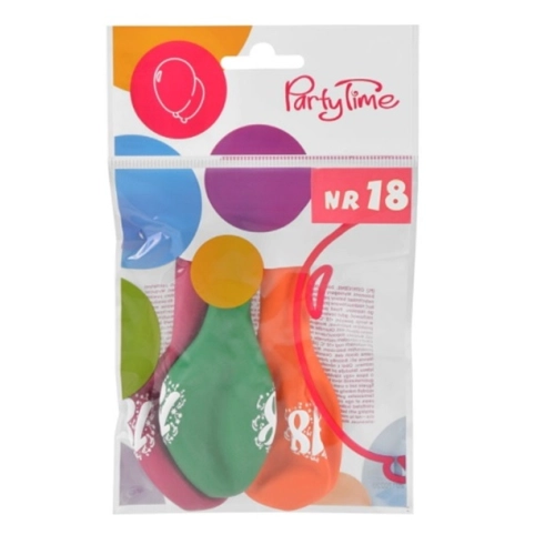 Balony z cyfrą 18 kolorowe 3 sztuki